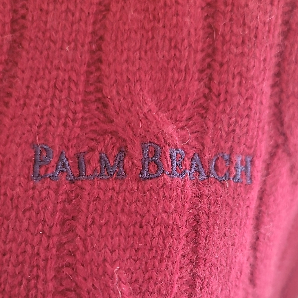 Cashmere Vineyard Vines Crimson Crew Neck Sweater with Cable Knit - Picture 3 of 5
